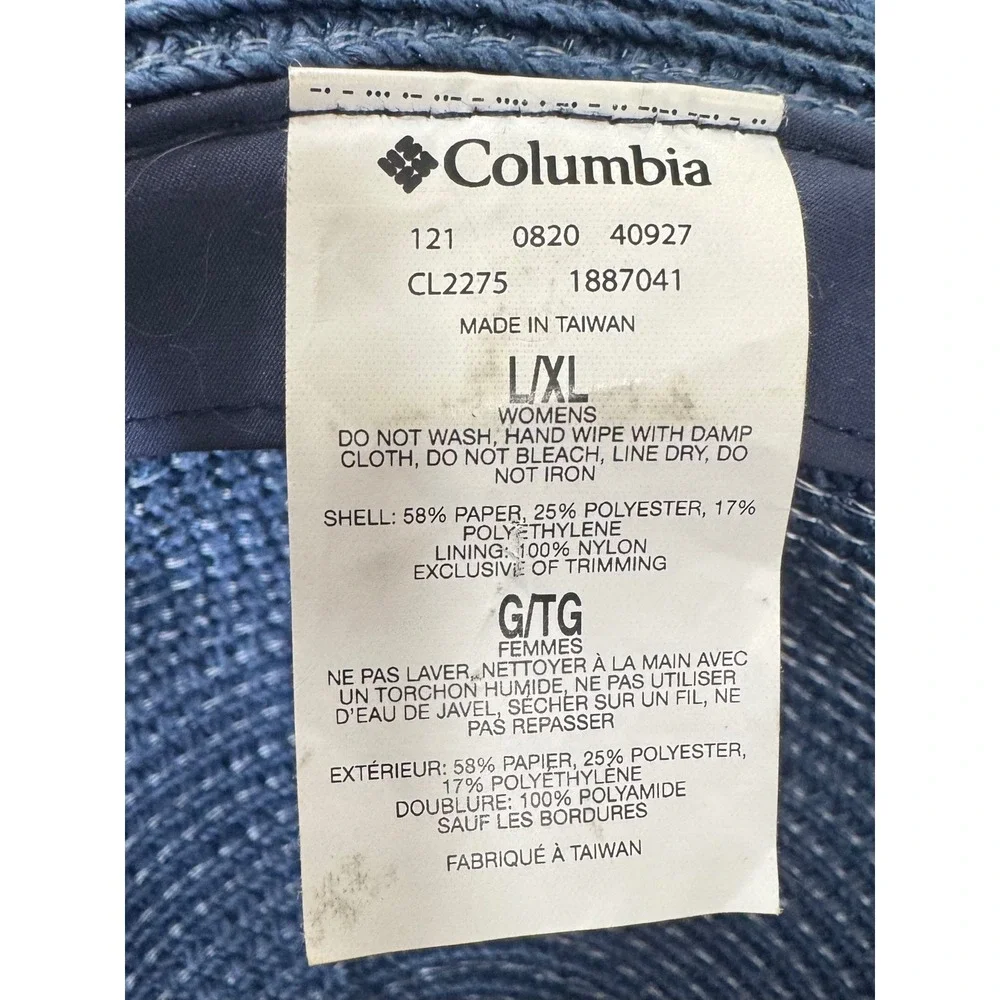 Columbia Global Adventure Packable Straw Hat Navy Blue‎ Wide Brim Floppy Sun Hat